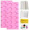 Lollipop Molde de silicona, 20 moldes redondos de silicona para cake pop con 100 palitos de piruleta y 10 bolsas transparentes para piruletas de silicona
