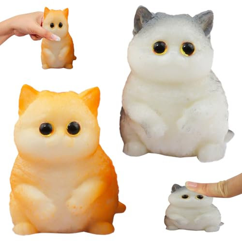 Squishy Katze Süßes Squishy Cat Stressball Lustiges Antistress Spielzeug Cartoon-Katzen-Quetschspielzeug Tragbares Weiche Mochi Katzen-Squishies und Erwachsene zum Stressabbau