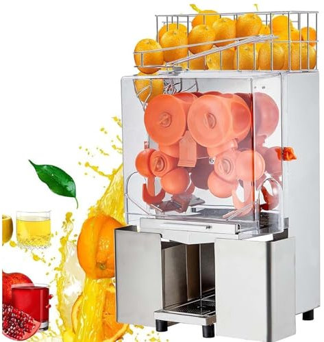 LSBHPPD Spremiagrumi Professionale, Spremiagrumi Automatico 120 W, Estrattore Succo Commerciale con 2 Secchi di Raccolta, Pulizia Automatica, Resa Succo 80%, Filtro Estraibile