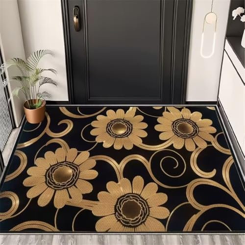 RUGMRZ Outdoor TeppichAnti Teppich Rutsch Schallschutz 200x250CM für kinderzimmer schwarzModerner Blumenteppich Teenager Mädchen