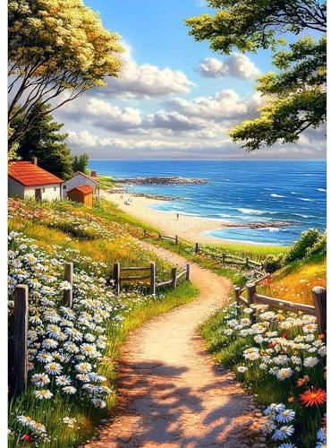 TOSTOG Diamond Painting für Erwachsene,Küstenlandschaft Diamant Painting Kits Full Drill Bilder 5D DIY Diamant Malerei Set 30x40cm für Wanddekor
