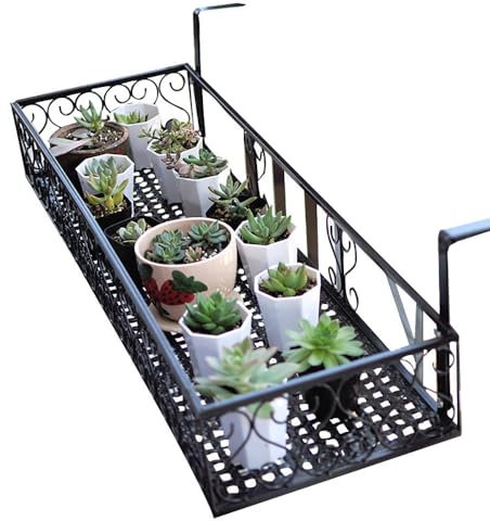 Metal Plant Pot Holder Round Crochet Support for Balcony Garden Hanging Planter Bracket for Indoor & Outdoor Use Ideal for Fencing & Railing Decor
