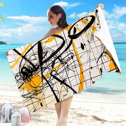 Telo Mare Microfibra Spiaggia 90x180 mm Telo Mare Grande Geometria Antisabbia Asciugatura Rapida, Ultra Assorbente Salvietta da Compatta Salvaspazio Asciugamano Microfibra Spiaggia Astratto 2-K