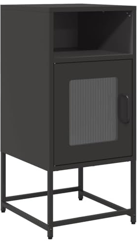 ULUYYUC Mobiletto Soggiorno Credenza Soggiorno Moderno Mobiletti Cucina Mobiletto da Esterno - Comodino Nero 36x39x78 cm in Acciaio Laminato a Freddo per Ingresso Soggiorno Ufficio Bagno