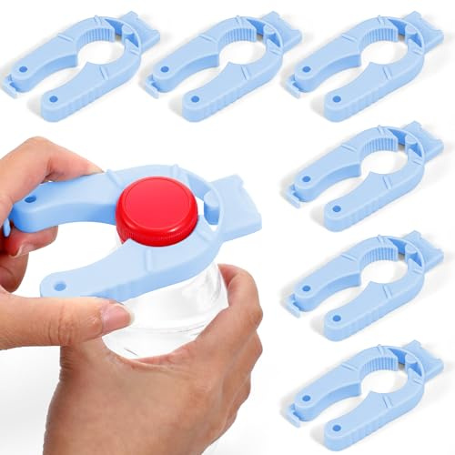 DOPENSPI 6 Stück 3-in-1 Flaschenöffner,Multifunktionaler Deckelöffner,Blau | für Senioren, Plastikflaschenöffner, Schraubverschluss Öffner, Bottle Opener, für Hände, Arthritische Handschwäche, Arthritis