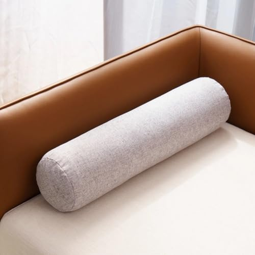 AQIGR Lange Nackenrolle 15x60 20x80 20x120 cm, weich u. formstabil, Füllkissen aus flauschigem Schaumstoff, Nacken Beinkissen für Bett und Couch(Hellgrau,20x60cm)