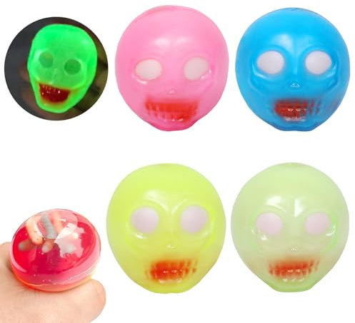 Halloween Squeeze Toys, 4 Stück Squishy Spielzeug, Totenkopf Squishies Stressabbau Squeeze Spielzeug, Sensorischen Quetschspielzeug, Halloween Party Mitgebsel Kinder Erwachsene