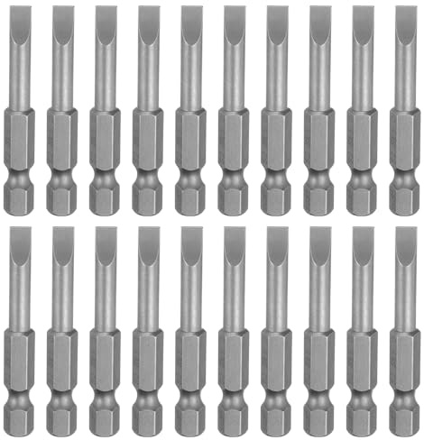 QUARKZMAN 20pcs Embouts Tournevis À Fente SL5 5.5mm Pointe Plate Acier S2 | Pour Tournevis/Perceuse Embout Industriel Pour Visseuse, 1/4 Tige Hexagonale, 50mm (2), Long Magnétique