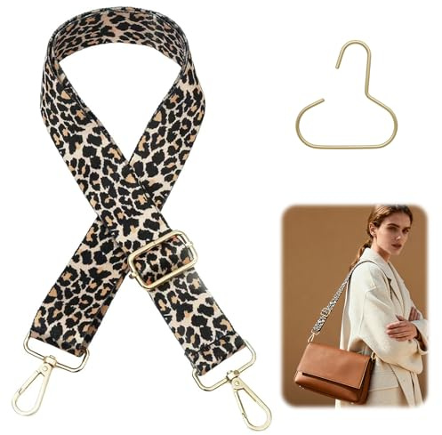 Leopard väskrem justerbar 3,8 cm – axelrem för väskor med förvaringskrok, snygg väskrem att byta för kvinnor och flickor för väskor, rem för axelväska