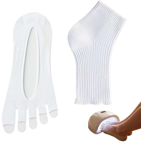Paquete de 2 calcetines de protección UV para lámpara de uñas de gel, cubiertas de pies de pedicura que bloquean los rayos, escudo antibronceado transpirable para el hogar y manicura (blanco)