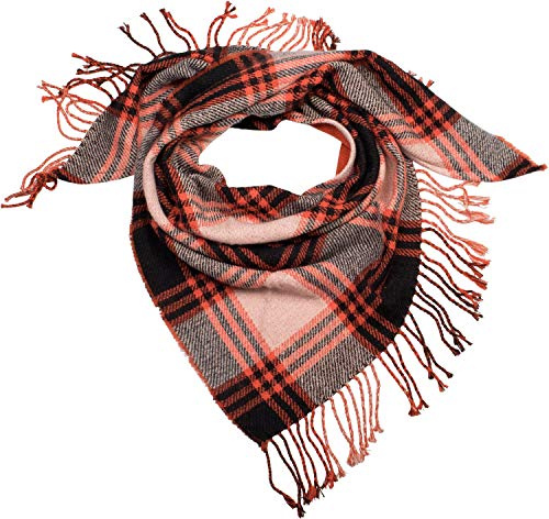 styleBREAKER foulard triangolare XXL con motivo Principe di Galles, frange, sciarpa invernale, foulard, 01018160, colore:Arancione-Nero