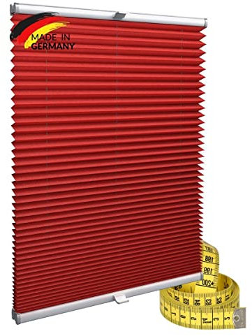 Gardinen21 Klemmfix Plissee nach Maß ohne Bohren | Jalousien Rollo mit Klemmträger | Sonnenschutz und Sichtschutz | Maßgefertige Fenster & Türen Rollos inRot