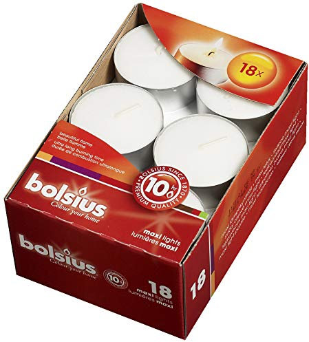 Bolsius - Teelichter Maxi - im Karton - Brenndauer 10 h - 72 Stück (4 Karton x 18 Teelichter)