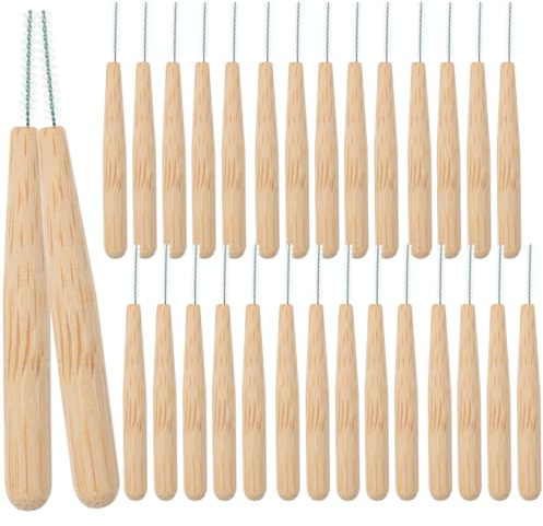 HEALLILY Interdentalbürsten mit Bambusgriff, 1,0 mm zwischen den Zähnen, Mundhygiene, Zahnseide, Zahnseide, für die persönliche Gesundheit, 30 Stück