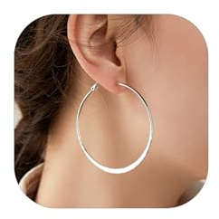 PROSTEEL Boucle d'Oreille Femme Créole 30mm/40mm/60mm/80mm Boucle d'Oreille Anneau Plat en Acier Inoxydable/Plaqué Or/Noir