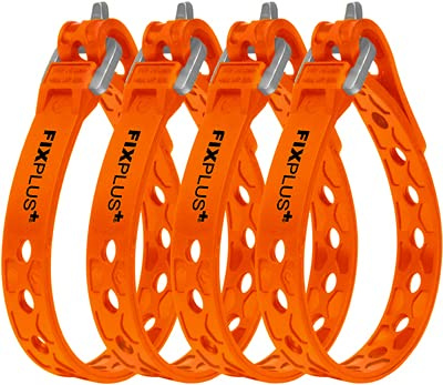 Fixplus 4 x Nano-remmar i storlek – kort smal spännrem för att säkra, fästa, gruppera och dra åt – av speciell plast med aluminiumspänne – 23 cm x 1,2 cm (orange)