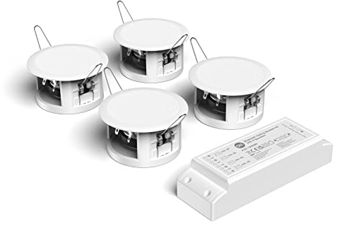 SLx Bluetooth Ceiling Speaker Kit, 4 x Ceiling Speakers Complete Kit, Compact Easy To Install Easy Pairing