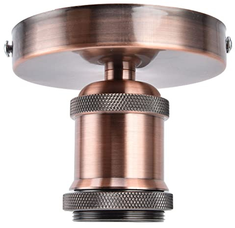 E26 E27 Vintage Suspension Support de Lampe Plafonnier Douille Métal Support de Lumière Murale pour Home100-240V(Patine rouge)