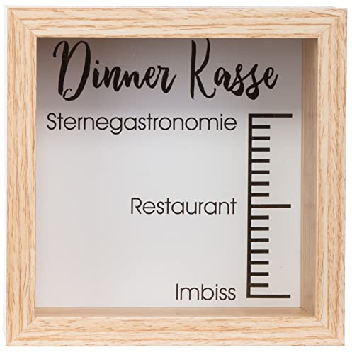 Brandsseller Spardose Bilderrahmen aus Holz mit Glas 14,5x14,5x6,5 cm – Sparrahmen mit Sichtfenster & Einwurfschlitz – Deko-Spardose für Geldgeschenke & besondere Sparziele - Dinnerkasse