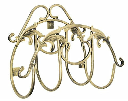 HowHomely Wandhalterung Gartenschlauch Halterung Antik | Schlauchhalter Wand Metall für Garten | Ideal auch als Kabelhalter | Golden Schlauchhalterung