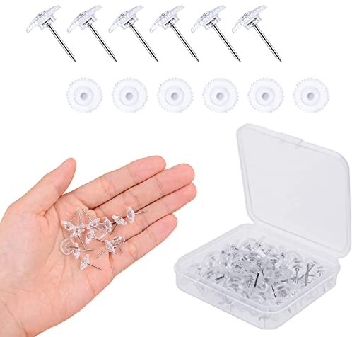 ZoeTekway 100 Stück transparente Reißnägel, Pinnwandnadeln, Reißnägel, Reißnägel mit Köpfen, Pinnwandnadel, für Karton, Korktafel. (12mm)