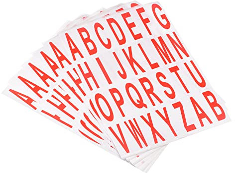 sourcing map 15 Stück Buchstaben-Aufkleber, rotes Alphabet, klebrige Buchstaben, PVC-Vinyl, für Briefkastenadresse, Fenstertür
