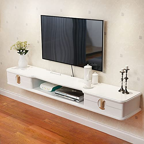 Uvency An Der Wand Montiertes Medienzentrum, Tv-Schrank Zum Aufhängen An Der Wand Aus Massivem Holz, Mini-Wandschrank Für Kleine Wohnungen Im Wohnzimmer Mit 2 Schubladen/B / 130 cm/B/130Cm