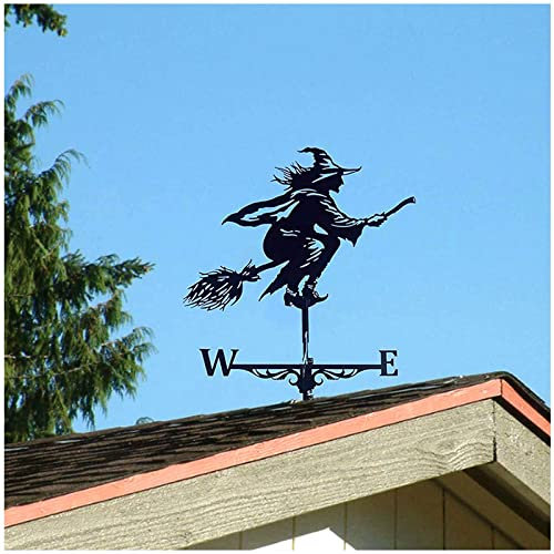 VVLXRIC Wetterhexe, Wetterfahn Metall, Fliegende Hexe Oster Dekorationen Garten, Wetterhahn FüRs Dach, für Hausgarten, Hof, Halloween, Außendekoration