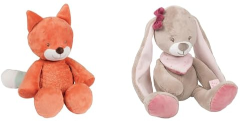 Nattou Kuscheltier Fuchs Oscar, Wegbegleiter ab der Geburt, Höhe : 28 cm, Fanny und Oscar, Orange & Kuscheltier, 30 x 17 x 9 cm, Rosa/Beige, 987004