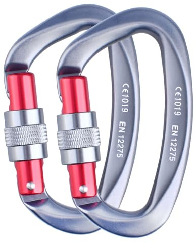 Azarxis 25kN Karabiner Klettern, Karabinerhaken aus Aluminium, Kletterkarabiner, Schlüsselanhänger mit Schraubverschluss für Hängematte, Angeln, Wandern Haustier