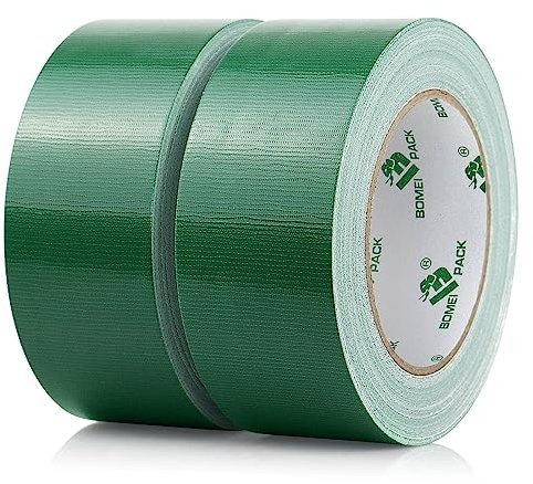 BOMEI PACK Grünes Panzertape Wasserfest 50 mm x 30 m - 2 Rollen Green Panzertape Gewebeklebeband - Gewebeband - Panzerband Extra Stark - Duct Tape - Wasserdichtes Klebeband