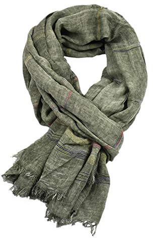 Kangqifen Unisex Gestreifter Weich Warm Großer Baumwoll Leinen Schal 190 * 90 cm