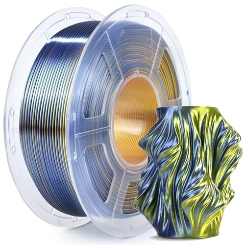 SUNLU Silk PLA Plus Filamento per stampante 3D, Filamento PLA+ Lucido a Doppio Colore da 1.75mm, 360° Svela Vari Colori, Precisione Dimensionale +/- 0.02mm, Bobina da 1kg, Oro Nero