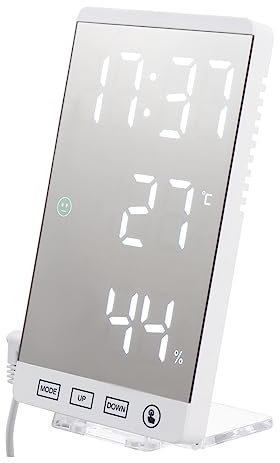 MAGICLULU 1Stk Wecker Spiegeluhr WLAN-Thermometer Digitale intelligente Uhr Temperaturanzeige Uhr Kunststoff-Digitaluhr Schreibtisch Elektronische Uhr Hygrometer Acrylspiegel Spiegel Weiß