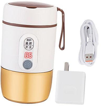 kowaku Bollitore Elettrico da Viaggio USB con Controllo della Temperatura dello scaldabiberon Portatile per Il Campeggio, Beige