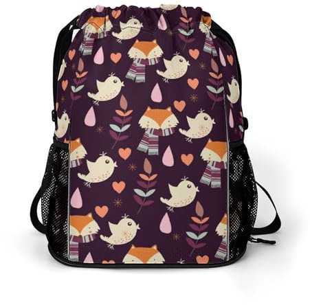 FWJZDSP Rucksack mit Kordelzug, wasserabweisend, Sporttasche für Damen und Herren, mit Schuhfach, elegantes Herbstmuster