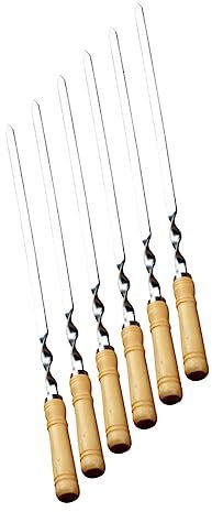 Sosoport 6st Grillschild Kabob-spieße Aus Metall Fleisch Garnelen Marshmallow-sticks Metall Grill Spieße Schaschlik Flacher Spieß Grillgabeln Fleischspieße Rostfreier Stahl Hölzern