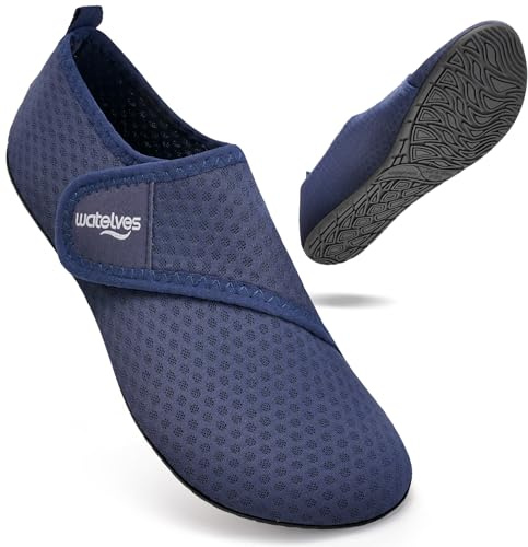 WateLves Badeschuhe Wasserschuhe Herren Damen Schwimmschuhe Strandschuhe Aquaschuhe Schnell Trocknend Breathable Surfschuhe Beach Pool Unisex（Schneeflocke Blau 40/41）