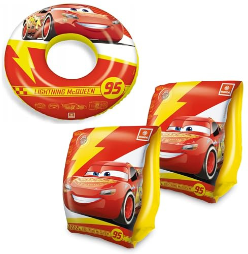 ICE TOYS Juego de reposabrazos y donut para niños, playa, verano, piscina (cars)