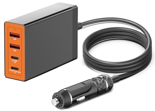 KFD DC 12V-24V USB C Steckdose 156W 150W Notebook KFZ-Netzteil Car Charger für MacBook Air 13 15 M4 2025 2024 Pro 16 14 Surface Book 3 Auto Ladegerät Laptop PKW PD 3,1 Mehrfach Zigarettenanzünder