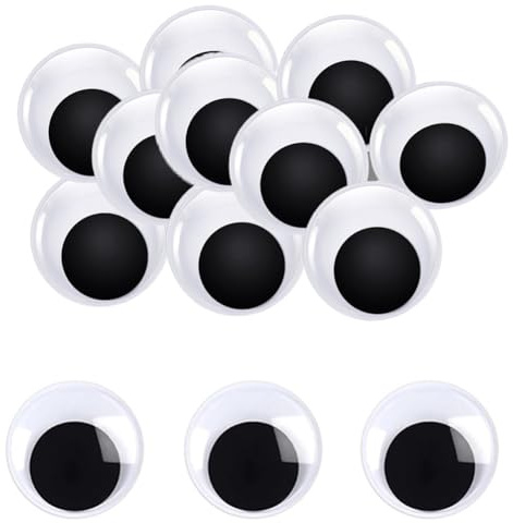 16 Stück Selbstklebende Wackelaugen, 50mm Kulleraugen Selbstklebend, Kunststoff Augen zum Basteln,Puppe Augen, Schwarze Wackelaugen, Bastelaugen, Wiggle Googly eyes für DIY Kunsthandwerk Dekoration