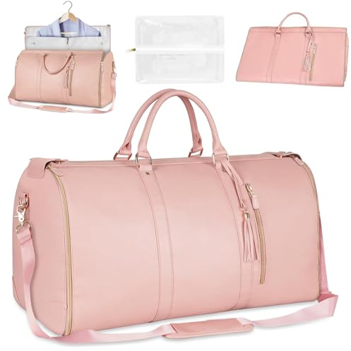 Faltbare Reisetasche, Handgepäck Wasserdicht, Travel Bag, Kleidersack Foldy Bag, Carry on Luggage, Tragbar (Rosa)