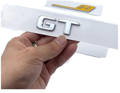 ALMVIS 3D-Buchstaben in flacher Schrift, ABS-Emblem, Gelb, R GT GTR, passend for Mercedes, passend for Benz AMG, Kofferraum-Typenschild, Abzeichen, Logo-Aufkleber, Chrom, schwarz glänzend Auto-Logo-Au