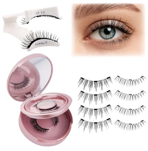 Fadlash 2 Paia Set Ciglia Finte Magnetiche 3D Con Pinze Ciglia Finte Con Magneti,Ciglia Finte Magnetiche Doppie Riutilizzabili Impermeabili Senza Colla o Fodera(806+H3)