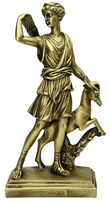 Artemis Statue Diana von Versailles, griechisch-römische Göttin Mythologie, bronzefarbene Oberfläche, 24 cm