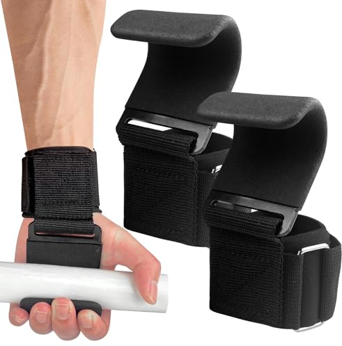 MeoZynxadril Zughilfen Krafttraining (Pair), Gewichtheberhaken für Männer und Frauen, Griffhilfen Kraftsport, Power Zughilfen Krafttraining, für Bodybuilding, Gewichtheben, Krafttraining, Schwarz
