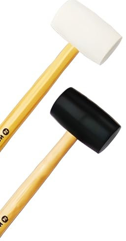 Bricoloco Mazo de goma de caucho natural y mango madera, para construcción, albañilería y carpintería de madera y metálica – Martillo de goma tipo maza Antirebote (Blanca, 500 g.)