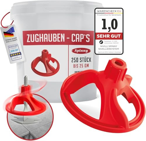 NIVILLI SPINNY Profi Nivelliersystem 250x Zughauben BigPack, Verlegehilfe, passend zu SPINNY Tabs Zuglaschen, Gewindelaschen. - Fliesen Werkzeug, Fliesenverlegehilfe