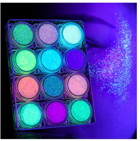 Festival Glitzer Gesicht,12 Farben Fluoreszierendes Festival Zubehör Gadget | Sequin Face Body Glitter, Haar Glitzer Festival Gesichtsglitzer Accessoires Halloween Schminke Karneval Körperglitzer