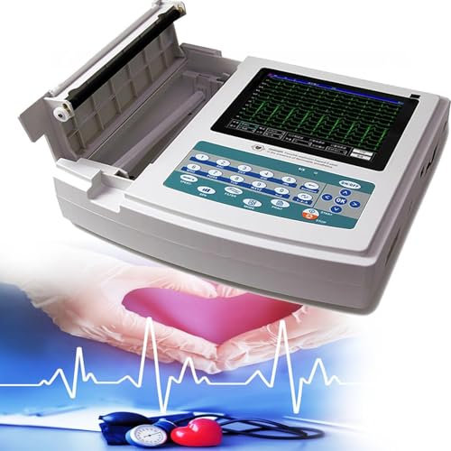 Home Heart Health Monitor - 12-Lead ECG/EKG with Timing Printing, Manual or Automatic Waveform Recording, and Waveform Demonstration Mode for Medical Use